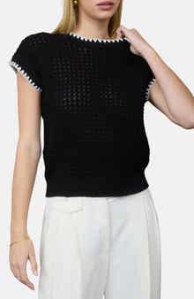 Blu Pepper Open Knit Short Sleeve Sweater