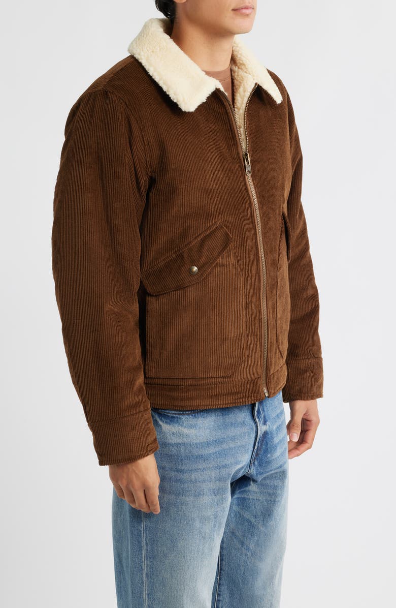 Schott NYC Corduroy Delivery Jacket with High Pile Fleece Collar, Alternate, color, Brown