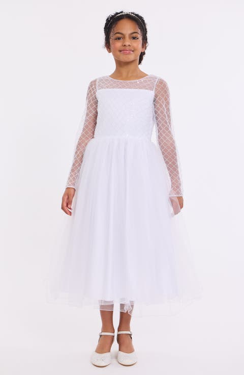 Lattice Beading Communion Dress