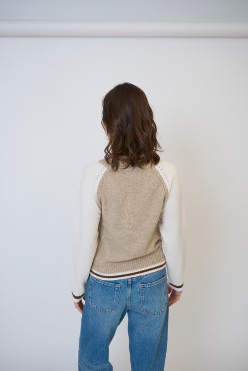 Central Park West Olivia Baseball Sweater In Animal Print