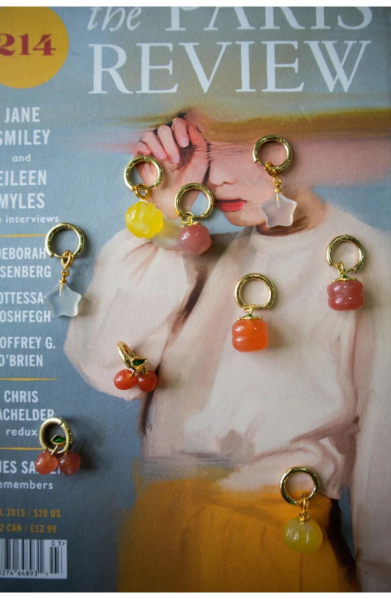 seree Harvest Pineapple Jade stone charm earrings, Alternate, color, Yellow