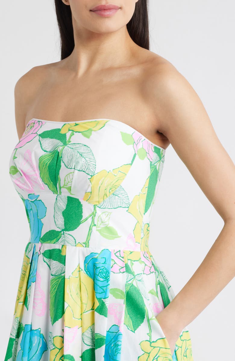 Lilly Pulitzer<sup>®</sup> Kenni Floral Print Strapless Dress, Alternate, color, Multi Rose Bud