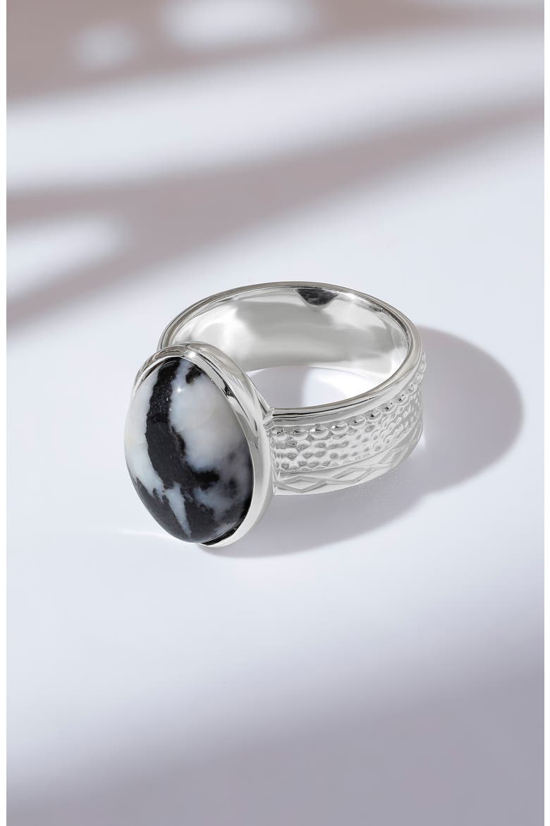 Silver Plate Ring, Alternate, color, BLACK