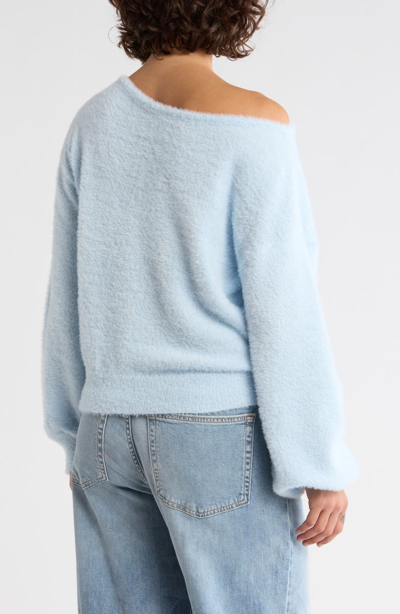 Abound Eyelash Knit Off-the-Shoulder Sweater, Alternate, color, Blue Skyride