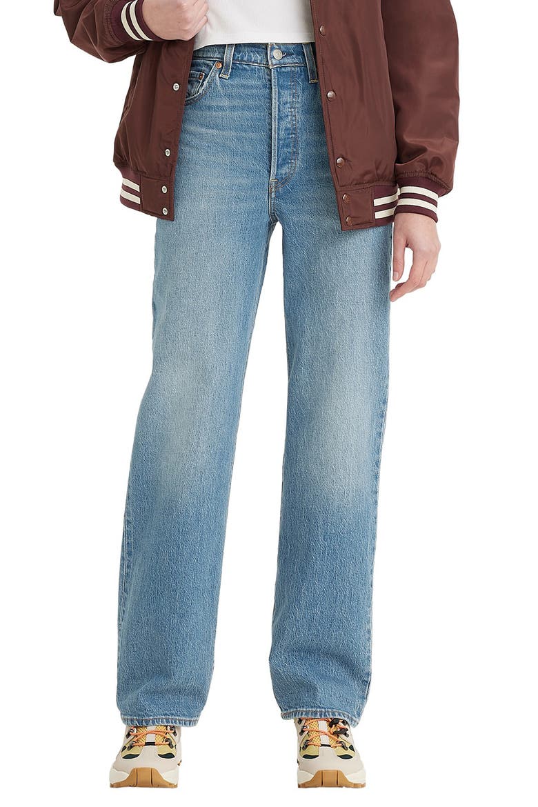 Ribcage Full Length Straight Leg Jeans, Main, color, RINGING BELLS NO DX