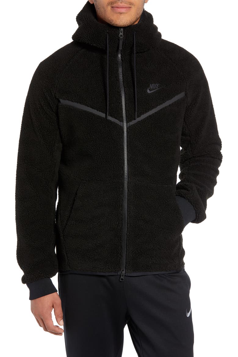 Tech Icon Fleece Zip Hoodie, Alternate, color, BLACK/ BLACK