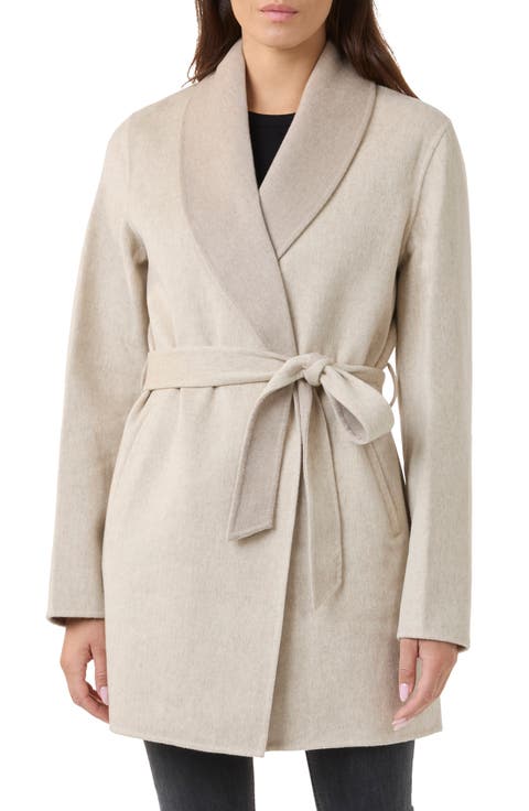 Wool & Cashmere Blend Wrap Coat