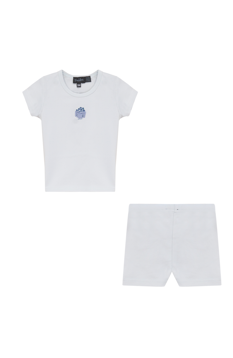 Puddles Berry Box Blueberry Puff Graphic Top and Shorts Set, Main, color, Powder Blue
