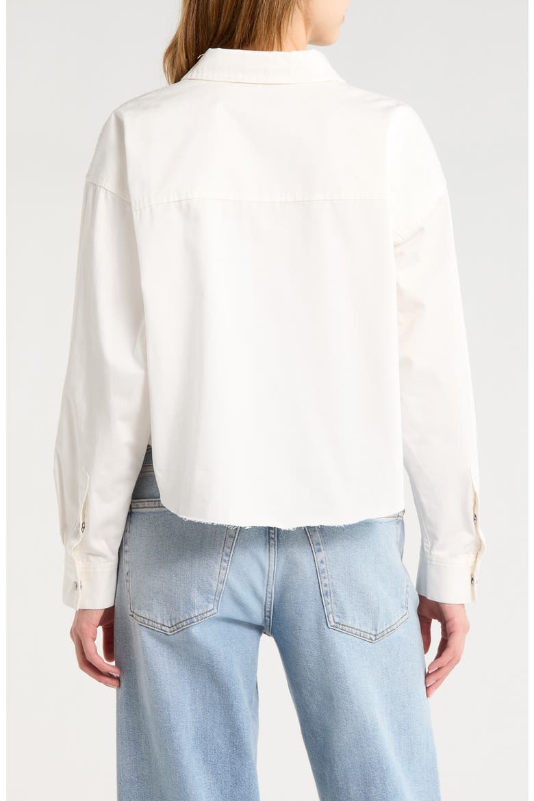 Camper Raw Hem Crop Snap-Up Twill Shirt, Alternate, color, BLANCO