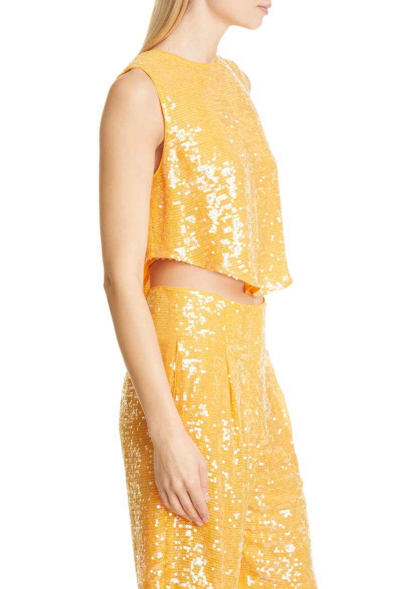 Sequin Crop Top, Alternate, color, BURNT ORANGE