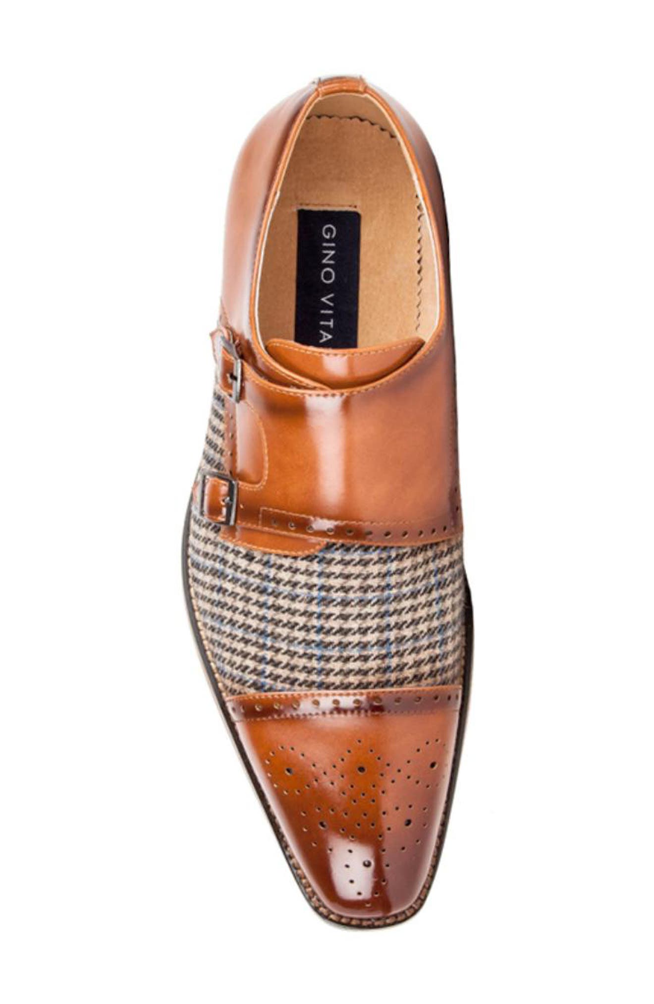 Houndstooth Monk Shoe, Alternate, color, BROWN