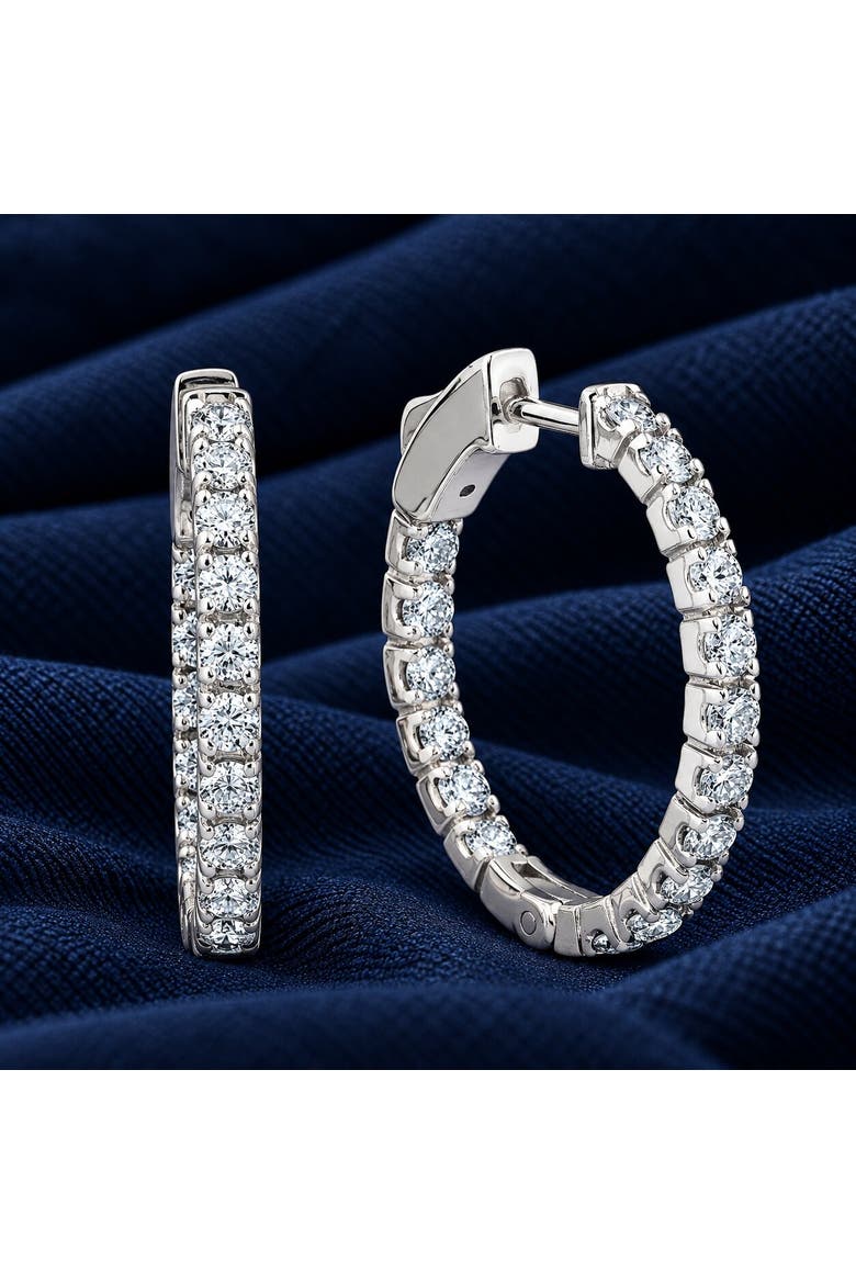 1Ct Diamond Hoops Inside Outside 1" Tall Lab Grown, Alternate, color, Silver