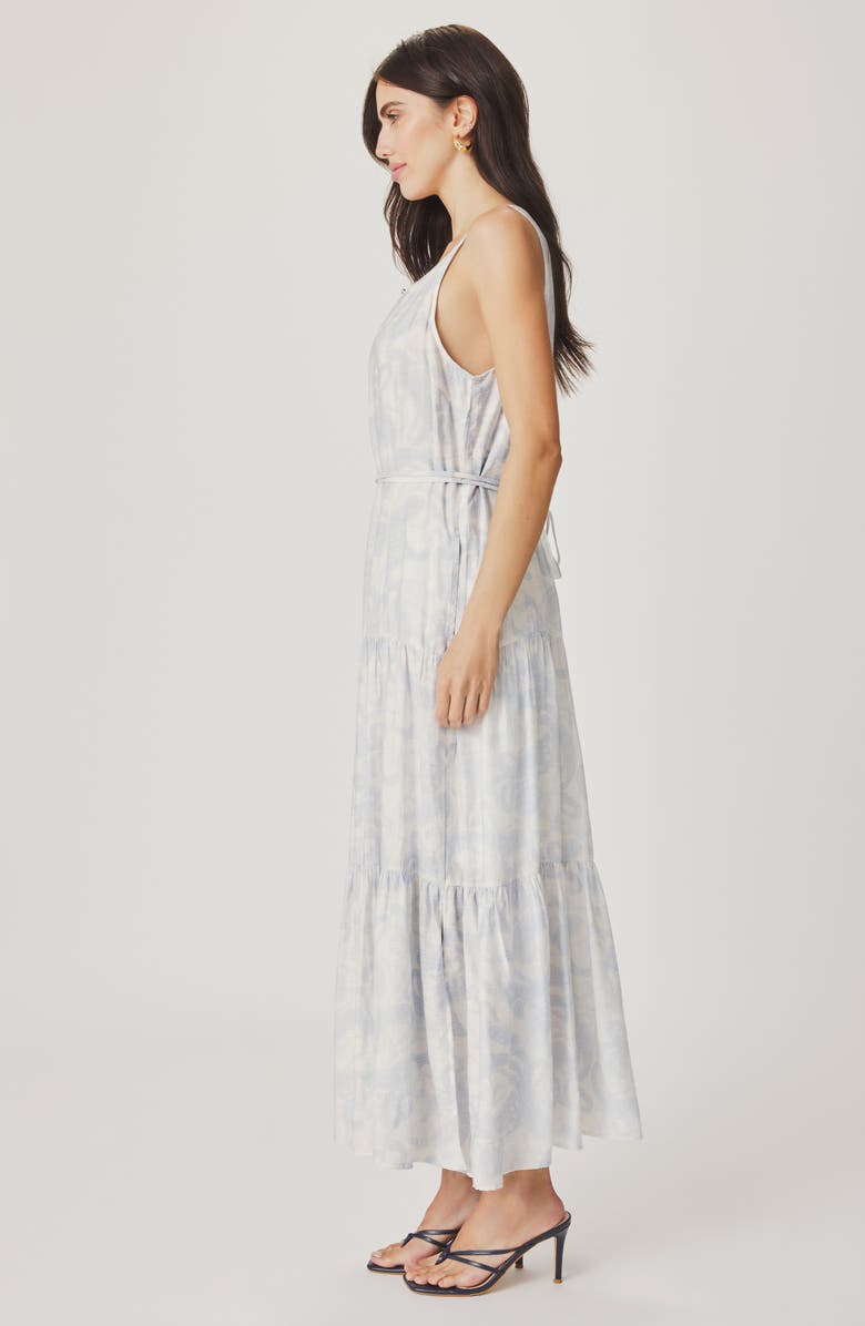 Splendid Iris Paisley Print Tiered Maxi Dress, Alternate, color, Antique Pearl Grey