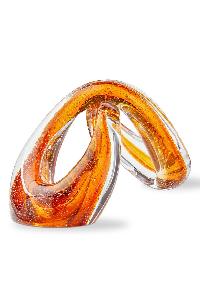 tag Amber Infinity Arch Glass Decor Sculpture 8.5 x 4 x 5.3 in, Main, color, Brown