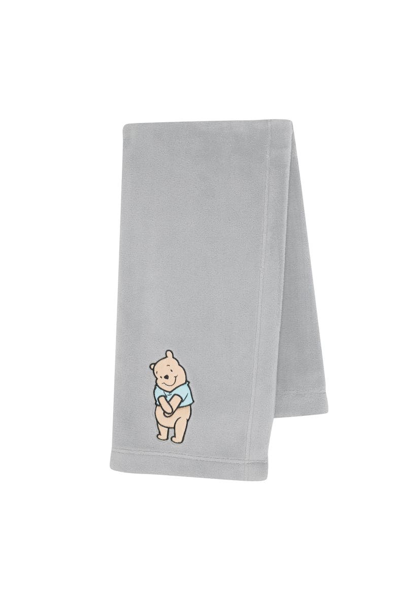 Disney Baby Winnie the Pooh Hugs Soft Fleece Baby Blanket, Main, color, Gray
