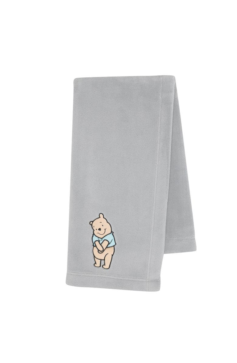 Lambs & Ivy Disney Baby Winnie the Pooh Hugs Soft Fleece Baby Blanket, Main, color, Gray