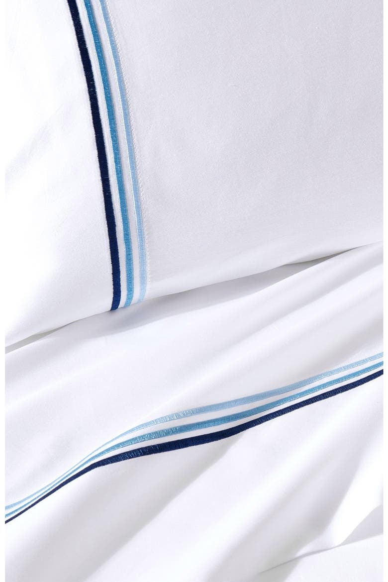 Egyptian Cotton Sateen Bratta Embroidery Triple Luxe Sateen 4-Piece Sheet Set, Alternate, color, OCEAN
