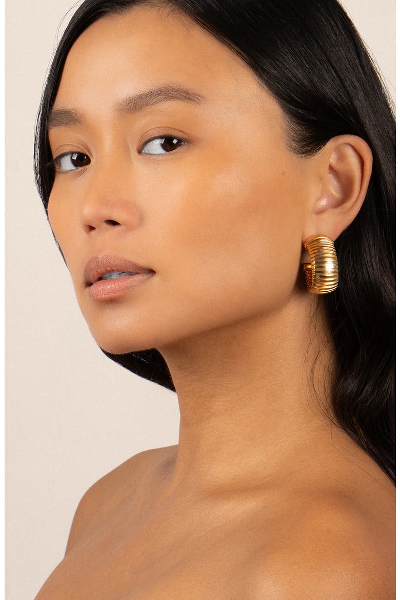 Gaia Oval Hoop Earrings, Alternate, color, YELLOW GOLD