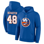 FANATICS Men's Fanatics Matthew Schaefer Royal New York Islanders Authentic Stack Name & Number Hoodie