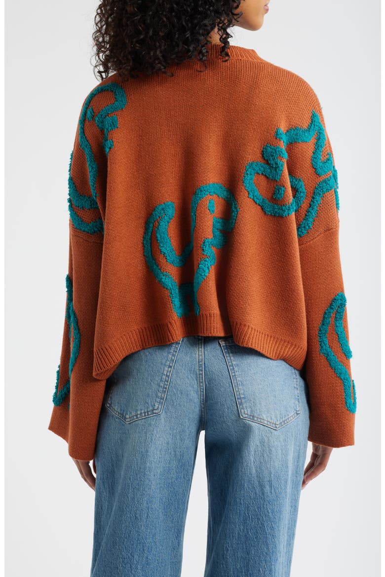 Rawr T-Rex Jacquard Cardigan, Alternate, color, GINGER