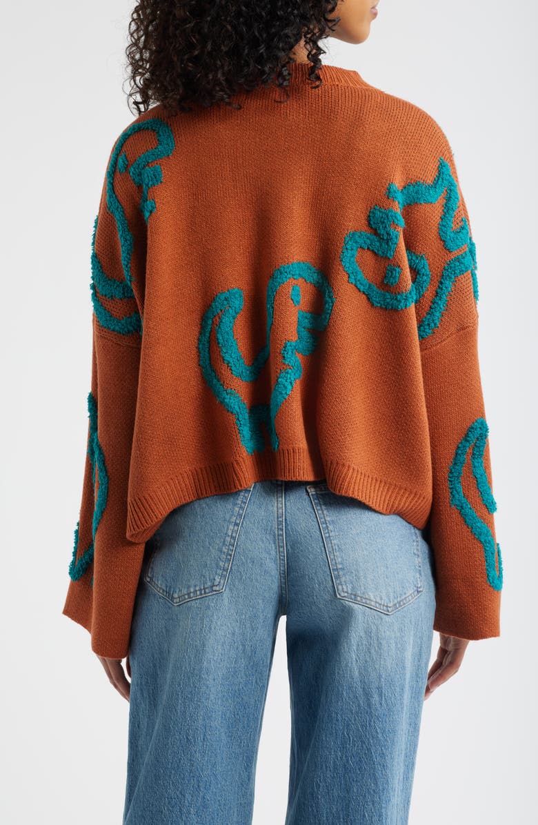 Dressed in Lala Rawr T-Rex Jacquard Cardigan, Alternate, color, Ginger