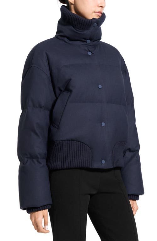 Theory Cozy Collar Puffer Jacket In Blue