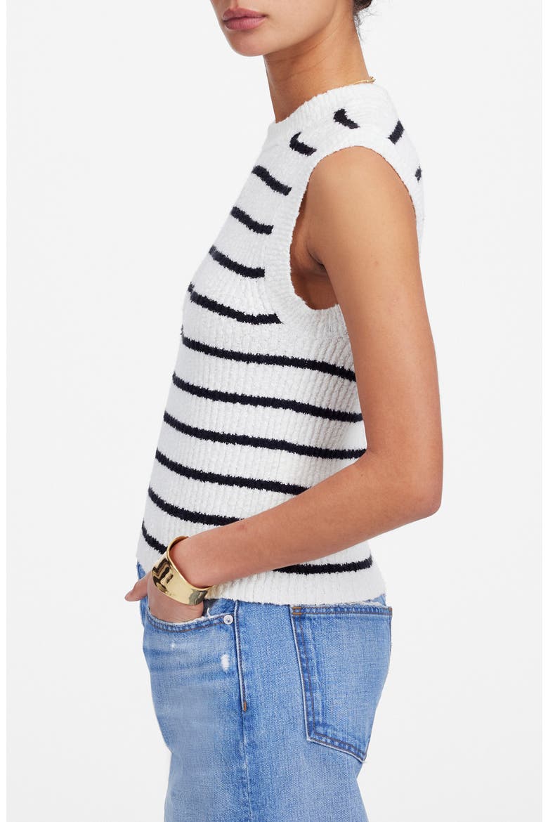 Bouclé Knit Sweater Tank, Alternate, color, CREAM BLACK STRIPE