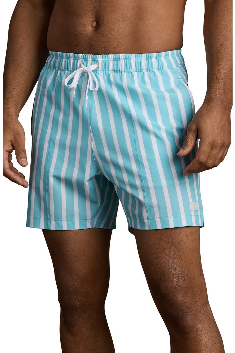 R and R Wide Stripe Swim Trunks, Main, color, BELIZE BLUE WIDE STRIPE