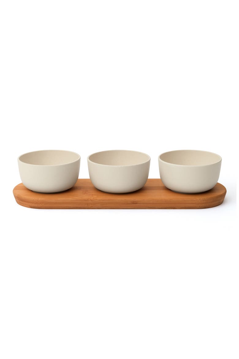 Leo 4-Piece Bowl & Bamboo Tray Set, Main, color, BEIGE
