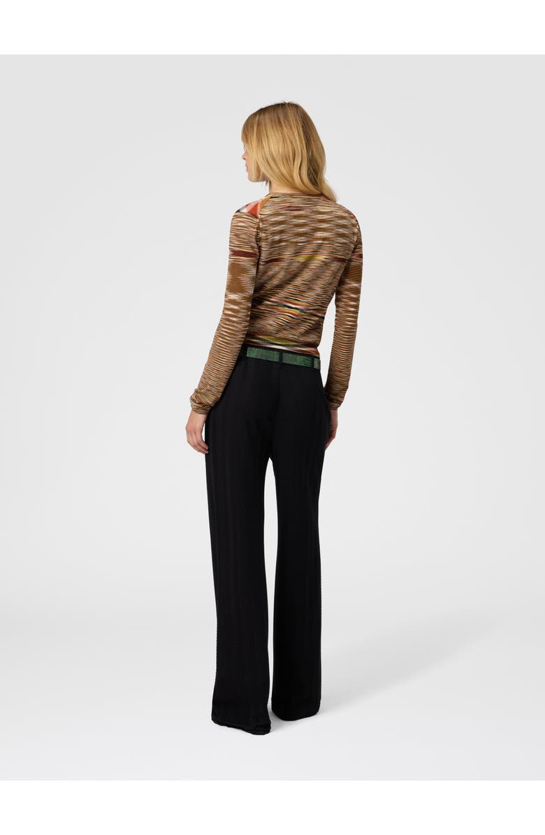 Missoni Short Crew Neck Cardigan In Smooth Flame Knit, Alternate, color, Multicoloured