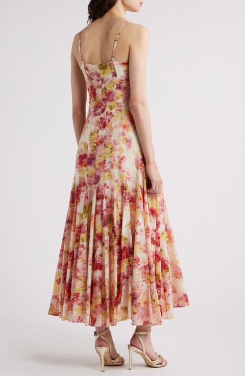 Chelsea28 Seamed Sleeveless Maxi Dress In Ivory- Pink Sponge Paint