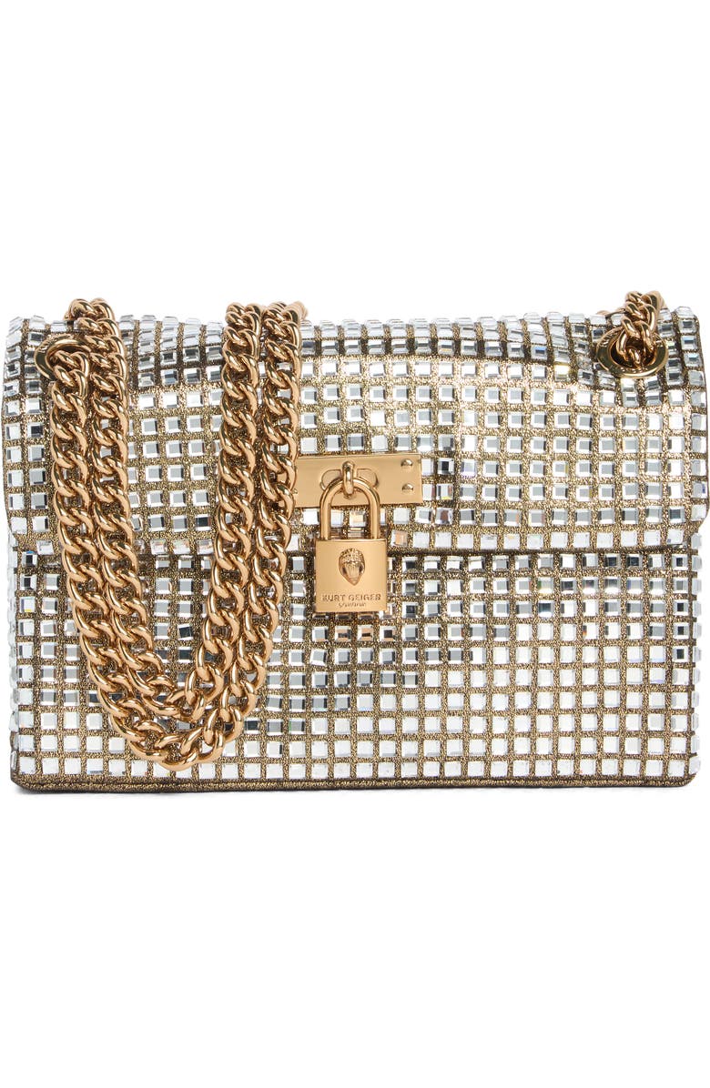 Kurt Geiger London Brixton Mini Crystal Crossbody Bag, Main, color, Gold Comb