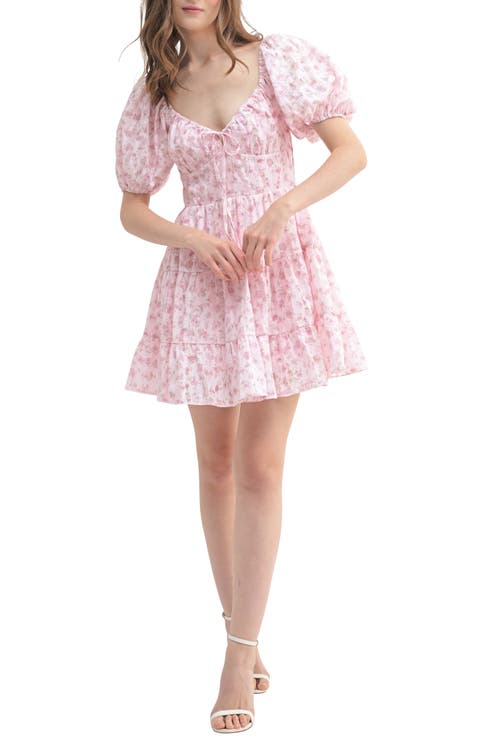 Puff Sleeve Floral Dresses for Women