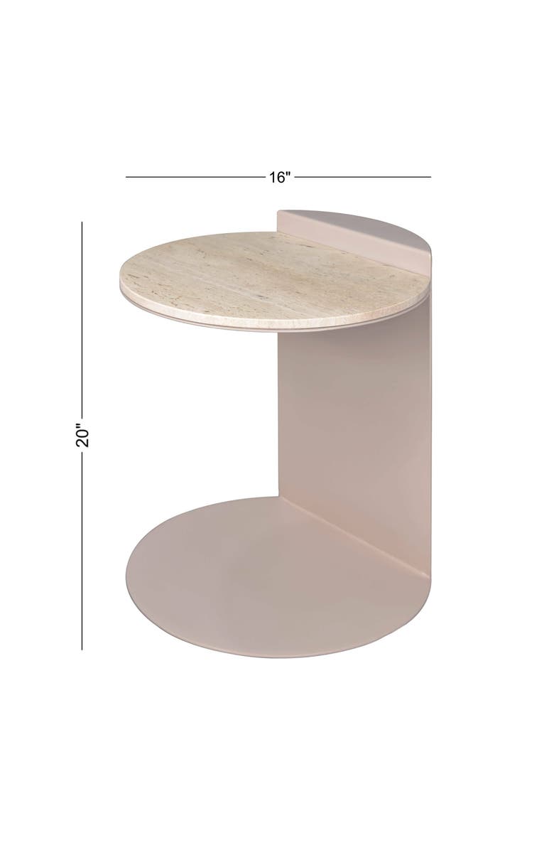 JONATHAN Y Evelyn 20" Contemporary Natural Marble/Metal Handmade C-Shaped End Table, Alternate, color, Beige/Pink Beige