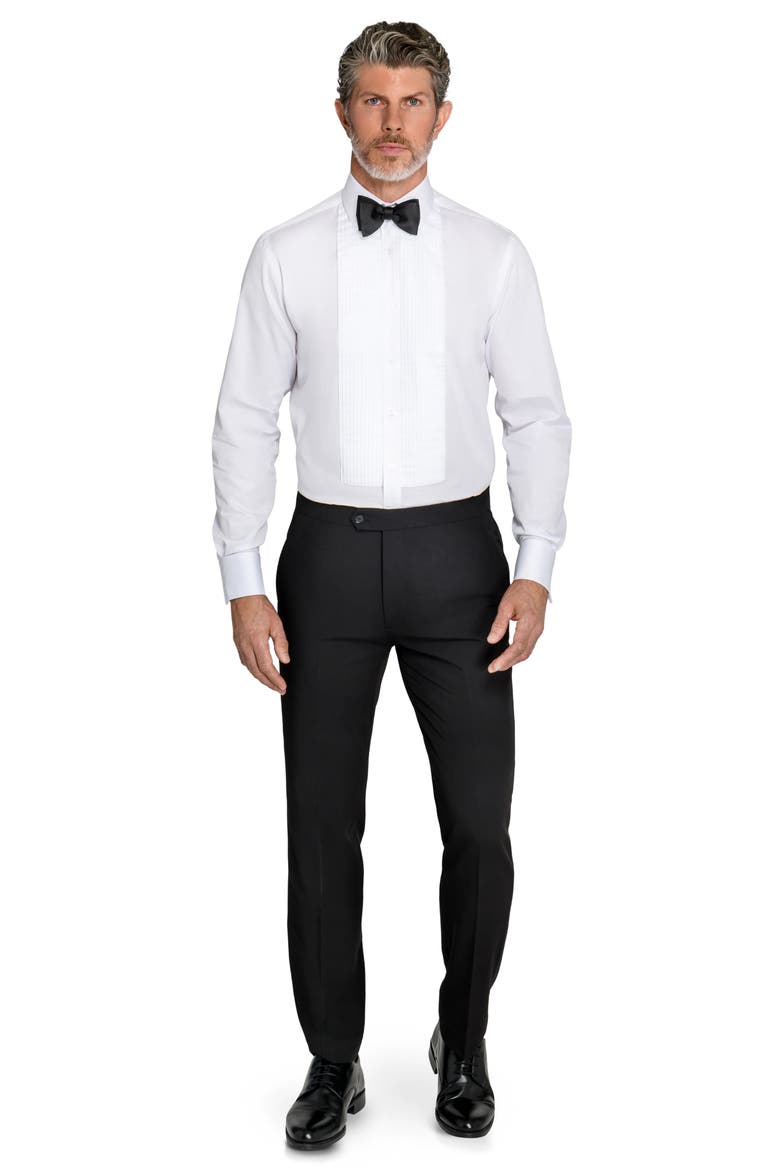 Slim Fit Pleated Tuxedo Shirt, Alternate, color, WHITE