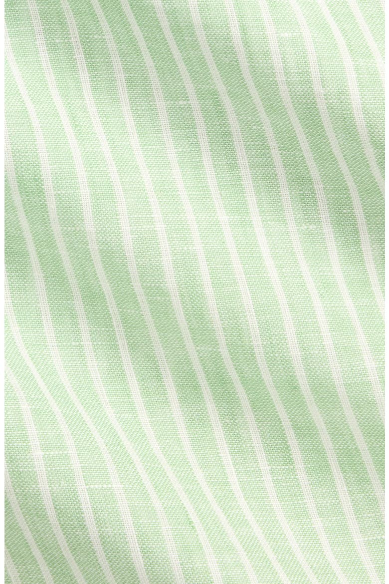 Classic Fit Stripe Linen Button-Down Shirt, Alternate, color, ESSEX GREEN WHITE