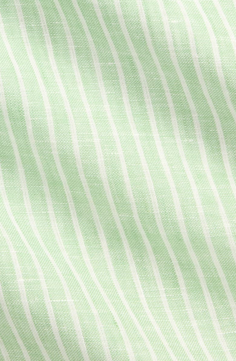 Polo Ralph Lauren Classic Fit Stripe Linen Button-Down Shirt, Alternate, color, Essex Green White