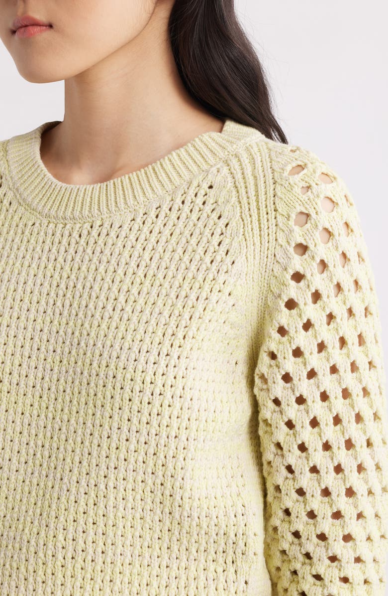 BOSS Funima Cotton Blend Open Stitch Sweater, Alternate, color, Pale Lime