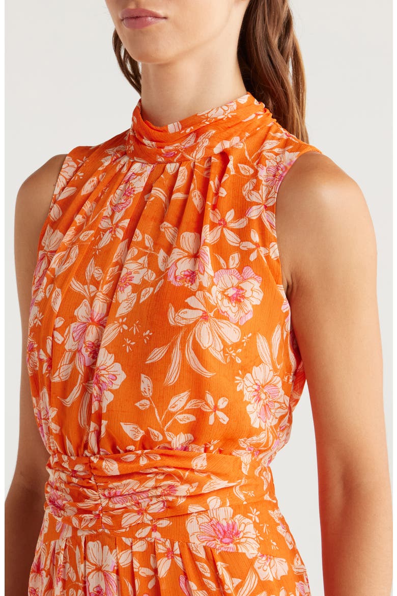 Floral Print Sleeveless Maxi Dress, Alternate, color, CORAL MULT
