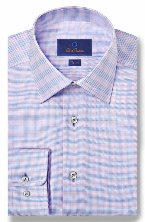 Trim Fit Twill Check Dress Shirt