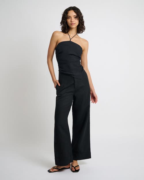 Shop Onia Air Linen Paperbag Trouser In Black