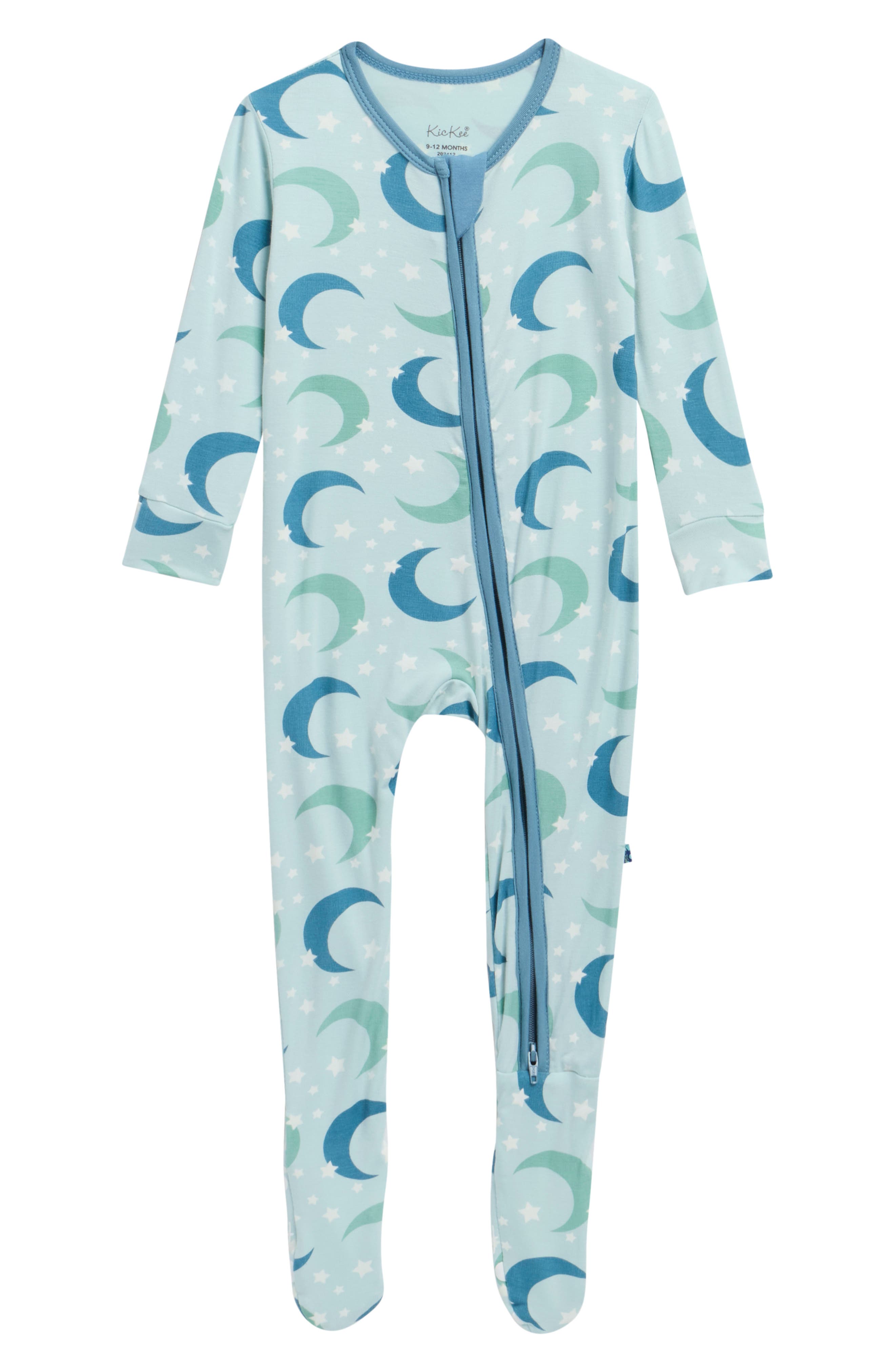 Moon Print Zip Fitted Fleece Footie