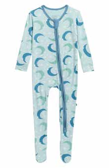 Moon Print Zip Fitted Fleece Footie