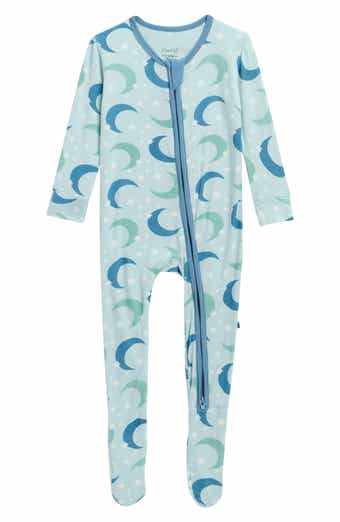 Moon Print Zip Fitted Fleece Footie