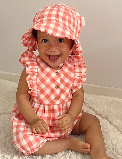 Purebaby Gingham Romper In Red