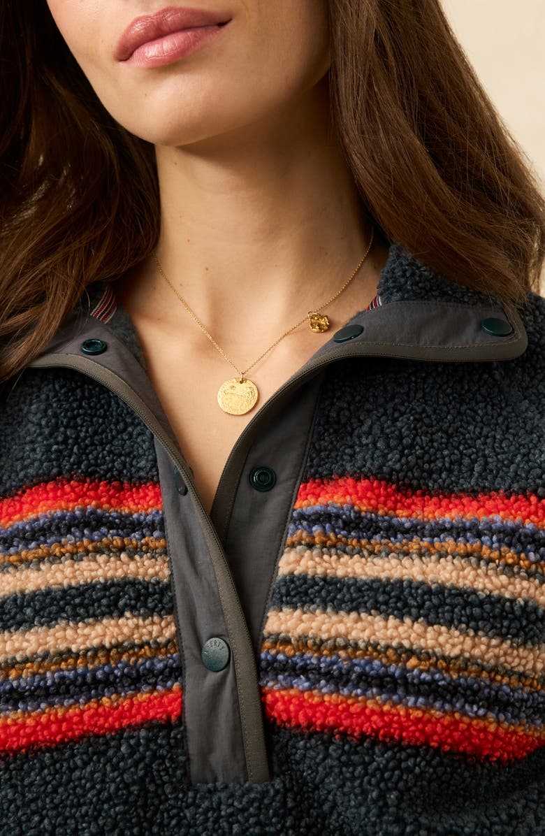 Faherty Fireside Fleece Pullover Top, Alternate, color, Fireside Stripe