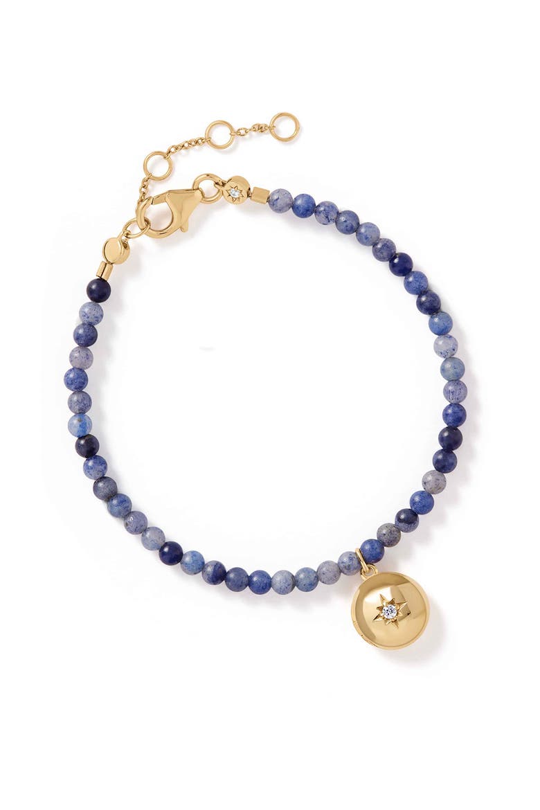 Gold Mini Biography Blue Aventurine Locket Bracelet, Main, color, Gold