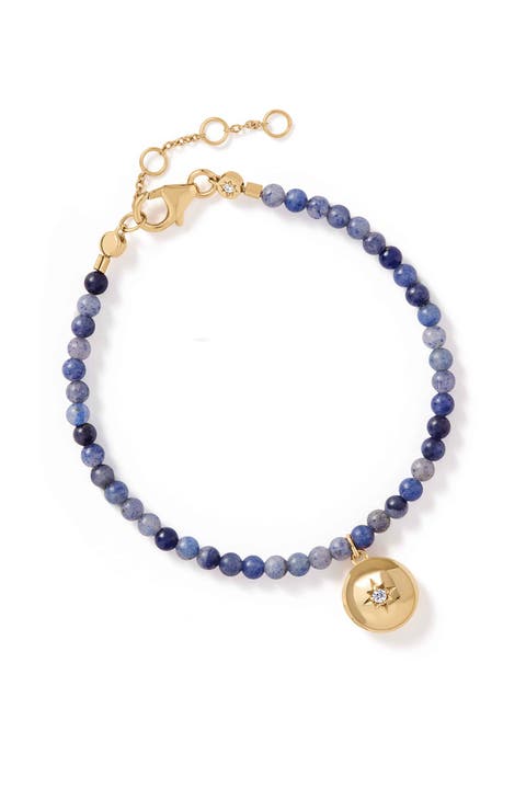 Gold Mini Biography Blue Aventurine Locket Bracelet