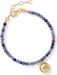 Astley Clarke Gold Mini Biography Blue Aventurine Locket Bracelet