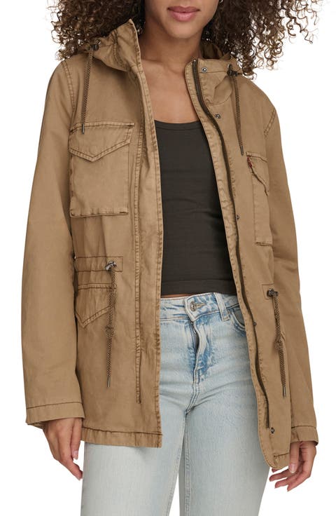 Military Four-Pocket Zip Hooded Jacket